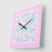 Roze Rozen Witte Vlinders Polkas Wandklok (Hoek)