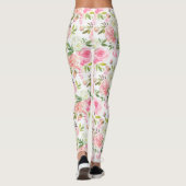Roze rozen Yoga Pilates Hot Pants Leggings (Achterkant)