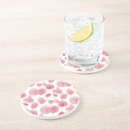 Roze rozen zandsteen onderzetter (Zijkant)