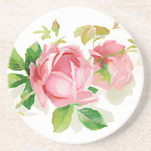 Roze rozen zandsteen onderzetter