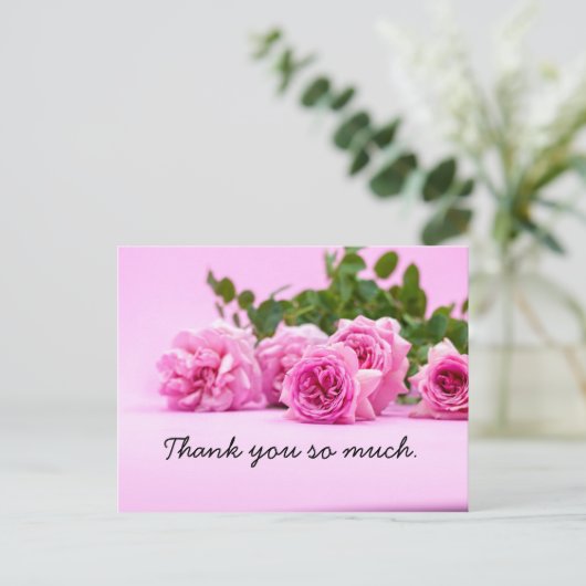 Roze rozen zijn roze, bedankt briefkaart (Staand voorkant)