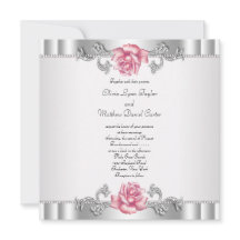 Roze Rozen Zilver Wit Roze Elegante Trouwdag