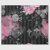  Roze Rozen Zilveren Glitter Vlinder Cadeaupapier (Vlak)