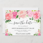 Roze Rozen Zomer Bloemen Bruiloft Save The Date (Voorkant)