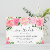 Roze Rozen Zomer Bloemen Bruiloft Save The Date (Staand voorkant)