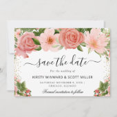Roze Rozen Zomer Bloemen Bruiloft Save The Date (Voorkant)
