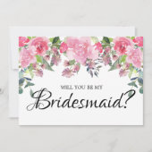 Roze rozen zullen mijn Bridesmaïde Kaart zijn (Voorkant)