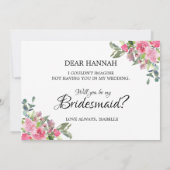 Roze rozen zullen mijn Bridesmaïde Kaart zijn (Achterkant)