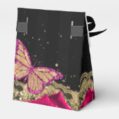 roze rozen zwart gouden gelaat Quinceañera Bedankdoosjes (Achterkant)