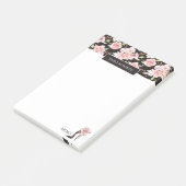 Roze rozen, zwart stiletto elegant mode ontwerp post-it® notes (Schuin)