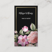 Roze Rozen Zwart Visitekaartje (Voorkant)