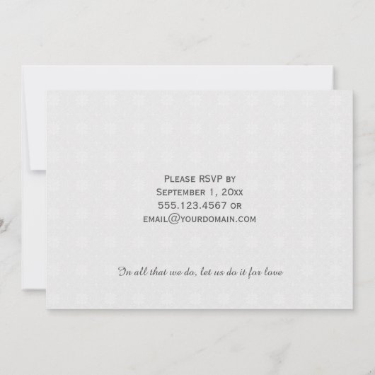 Roze Rozen Zwart Wit Lint Bruiloften Recepties Kaart (Achterkant)