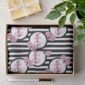 Roze rozen zwart wit strepen 40e verjaardag tissuepapier (Geschenk)