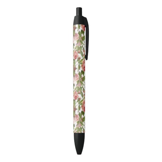 roze rozen zwarte inkt pen (Achterkant (Verticaal))