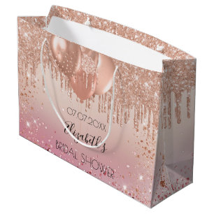 Roze rozenballonnen voor een bruidsdouche groot cadeauzakje