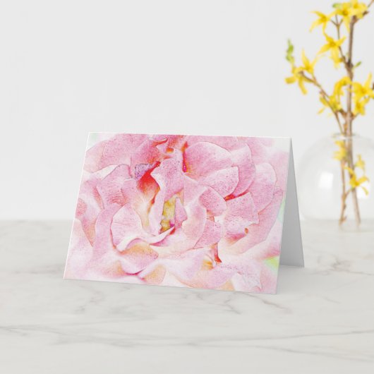 Roze Rozenblaadjes Abstract Art Note Kaart (Gele Bloem)