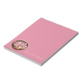 Roze rozenblaadjes bloemen schaal notitieblok (Linkerzijde)