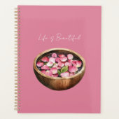 Roze rozenblaadjes bloemen schaal planner (Voorkant)