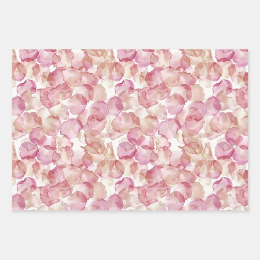 Roze rozenblaadjes Bloemen Stripes Verjaardag Inpakpapier Vel (Voorkant 2)
