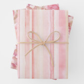 Roze rozenblaadjes Bloemen Stripes Verjaardag Inpakpapier Vel (In situ)