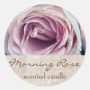 Roze rozenblaadjes - geurkaars of zeepetiket ronde sticker