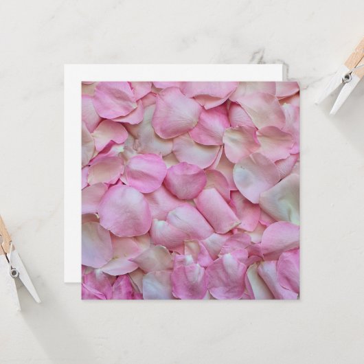Roze rozenblaadjes kaart (Voorkant / Achterkant in situ)
