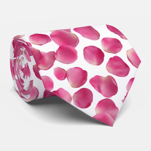 Roze Rozenblaadjes Patroon Stropdas (Opgerold)
