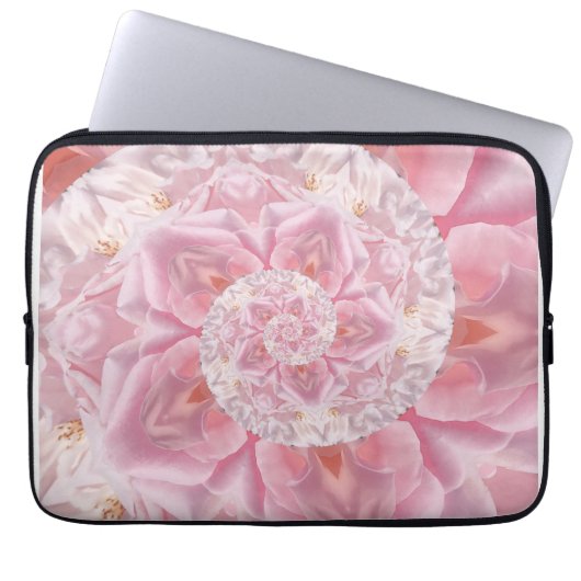 Roze Rozenblaadjes Spiraal van Liefde Digitale Kun Laptop Sleeve (Voorkant)
