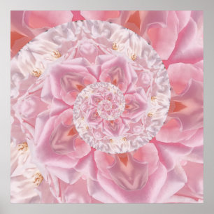 Roze Rozenblaadjes Spiraal van Liefde Digitale Kun Poster