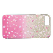 Roze rozenblaadjes Waterverf Faux Gold Glitter Case-Mate iPhone Case (Achterkant (Horizontaal))