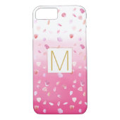 Roze Rozenblaadjes Waterverf Ombre Goud Monogram Case-Mate iPhone Case (Achterkant)