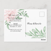 Roze Rozenblad Wijzig De Datum Bruidsmeisjesfeest Briefkaart (Achterkant)