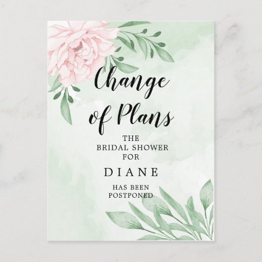 Roze Rozenblad Wijzig De Datum Bruidsmeisjesfeest Briefkaart (Voorkant)