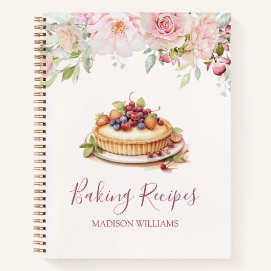  Roze Rozenbloem Bloemen Bakken Recept Notitieboek (Voorkant)