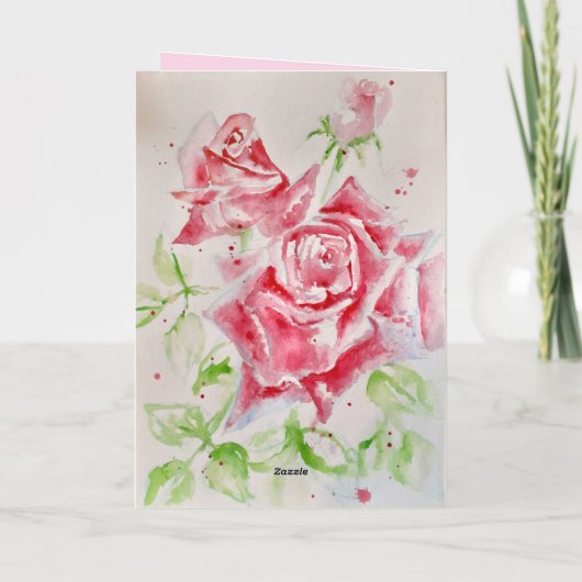 Roze Rozenbloem Bloemen Rozen Kaart  (Achterkant)