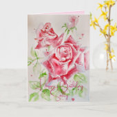 Roze Rozenbloem Bloemen Rozen Kaart  (Gele Bloem)