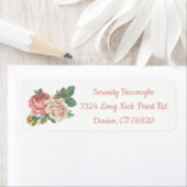  roze rozenbloem - bloemenbruiloft etiket (Insitu)