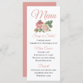  roze rozenbloem bloemenbruiloft menu (Voorkant / Achterkant)