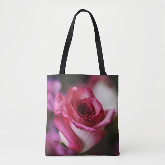 Roze rozenbloem bloemig tote bag (Voorkant)