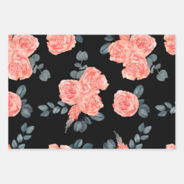 Roze rozenbloem bloemmotief inpakpapier vel