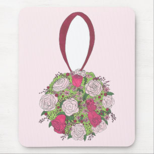 Roze rozenbloem - bruid Bouquet bruiloft Shower Muismat