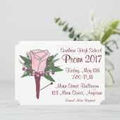 Roze rozenbloem Corsage Boutonniere Prom Dance Kaart (Staand voorkant)
