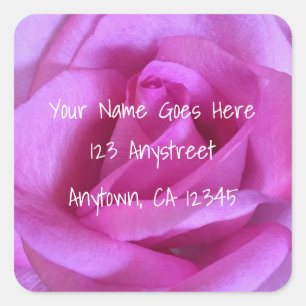 Roze rozenbloem elegant modern retour adres vierkante sticker