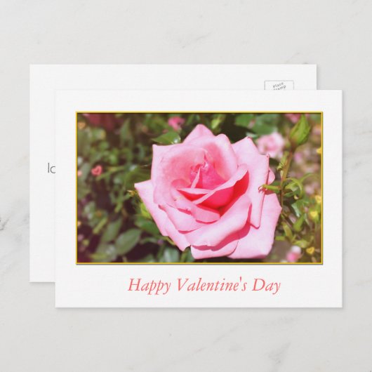  roze rozenbloem en lieve harten Valentijn Feestdagenkaart (Voorkant / Achterkant)