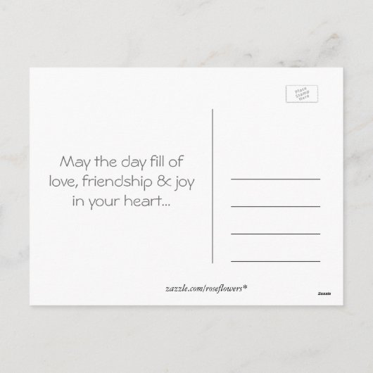  roze rozenbloem en lieve harten Valentijn Feestdagenkaart (Achterkant)