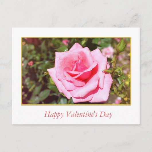  roze rozenbloem en lieve harten Valentijn Feestdagenkaart (Voorkant)