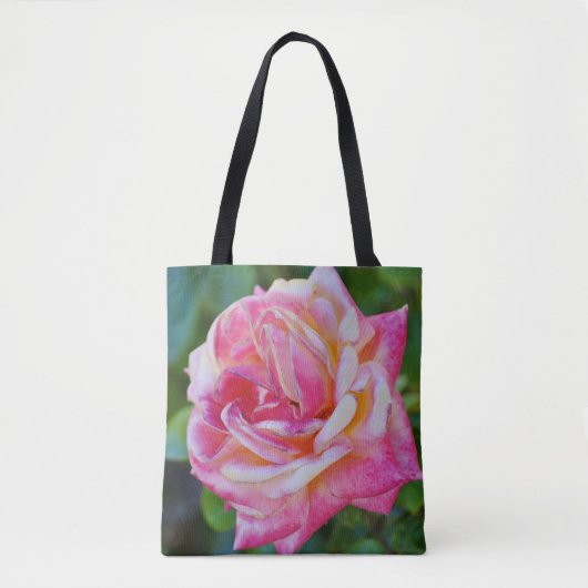 Roze Rozenbloem en Patroon Tas (Voorkant)