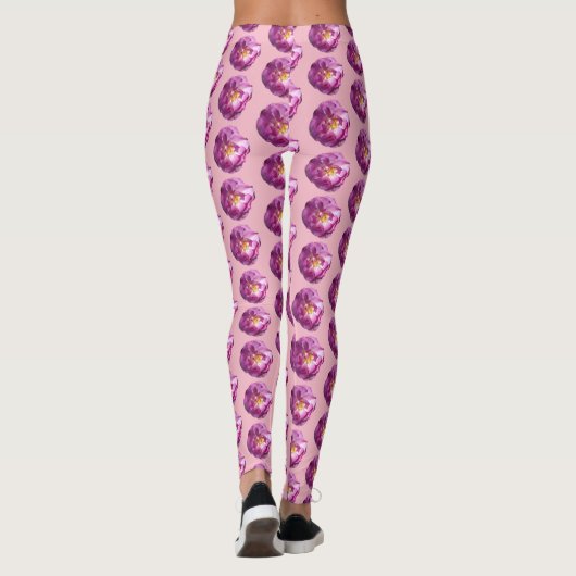 Roze rozenbloem foto Aangepaste Leggings (Achterkant)