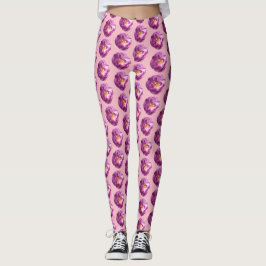 Roze rozenbloem foto Aangepaste Leggings