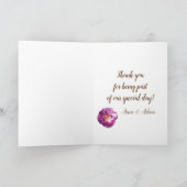 Roze rozenbloem foto dank u bruiloft Kaart (Binnen)